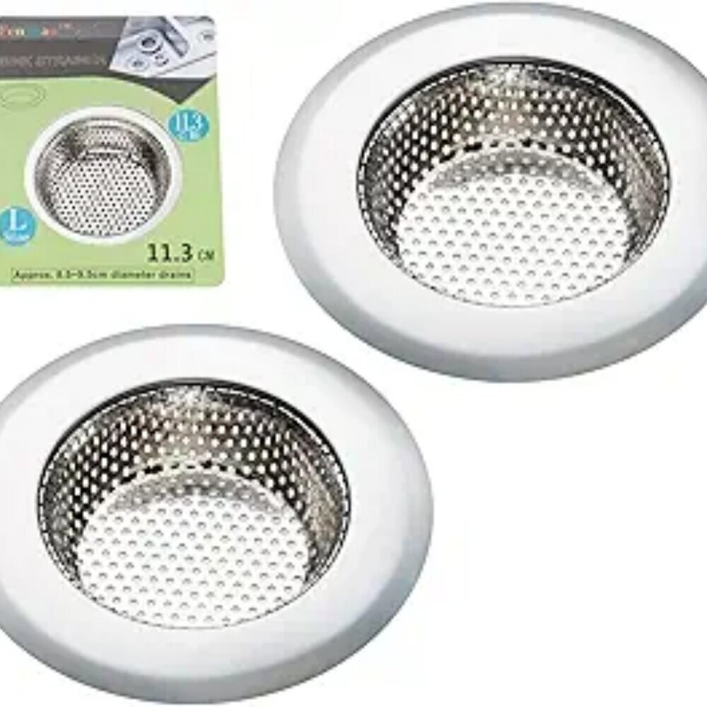 2PCS Stainless Steel Kitchen Sink Strainer 4.5 Inch Wide Rim Anti Clog Drain Fil